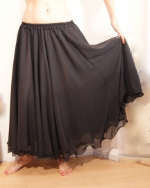 S/M/L of M/L/XL - 2 layer skirt BLACK - Jupe danse orientale classique NOIRE doublée