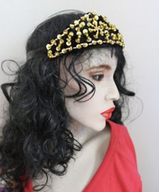 Beads and sequins decorated headband / hair band / necklace BLACK GOLD