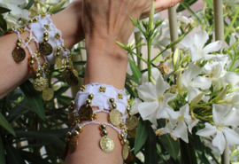 Small Medium - Coin bracelet WHITE GOLD - Bracelet sequins BLANC DORÉE