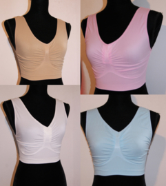 ECRU, BEIGE, ANTRACIET, LICHT BLAUW, TURQUOISE Sportief, Stretch, naadloos BH topje microfiber - XXL / XXXL