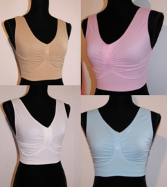 XXL / XXXL - Comfortable, sleeveless stretch bra, seamless workout stretch top OFF WHITE, BEIGE, DARK GREY, LIGHT PINK, LIGHT BLUE