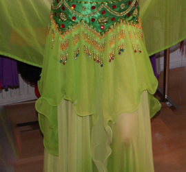 2-piece : BRIGHT GREEN skirt + rectangle veil set gradient chiffon ombré