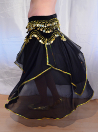 Small Medium - bellydance skirt BLACK GOLD rimmed