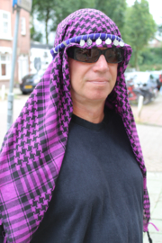 Keffiyeh - Palestinian shawl FUCHSIA, PURPLE or TURQUOISE with BLACK, Chafiyeh