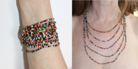 XXL - MULTICOLOR beaded string hippy necklace bracelet