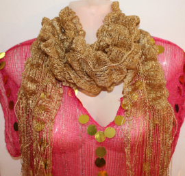 GOUDEN sjaaltje elastisch met franjes - GOLDEN shawl elastic with fringe