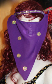 PURPLE Harem veil, SILVER decorated - Voile 1001 nuits couleur VIOLET décoré de sequins ARGENTÉS