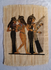 Originele Egyptische papyrus met faraonische afbeeldingen 4 : muzikantes / musiciens