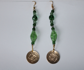 GROEN GOUDEN Muntjes oorbellen  -  GREEN GOLDEN Coin earrings