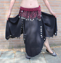 XL XXL - Crocheted hipbelt WINERED / DARK RED, cotton for bellydance , SILVER beaded and decorated with SILVER coins- Ceinture franges sequins pour la danse orientale entièrement crochetée BORDEAUX ARGENTÉ