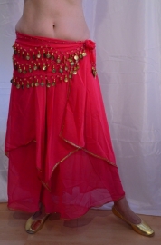 Small Medium - Bellydance skirt oriental tulip FUCHSIA BRIGHT PINK, GOLD