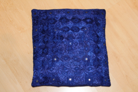 kussensloop India Bohemian INDIGO BLAUW met spiegeltjes en borduursel vierkant 38 cm x 38 cm