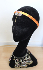 Pailletten glitter hoofdbandje haarband ORANJE PARELMOER