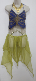 YELLOWISH GREEN, asymmetrical, pointed skirt with elastic waistline - one size fits XS, S, M size 34/36/38