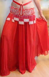 Bellydance costume Egypt "Valentine" RED WHITE size 40/42 with waistband