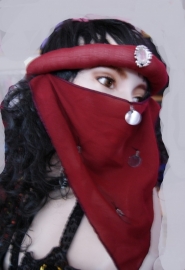 Gezichtssluier harem sluiertje niqab BORDEAUX ZILVER
