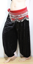Harembroek, pofbroek, Aladdin broek ZWART fluweel - one size fits L, XL, XXL, XXXL