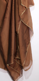 KOPER BRUINE chiffon sluier, rechthoekig met glans, afgeboord met GOUDDRAAD - 255 cm x 106 cm