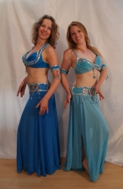 Complete bellydance show costume Snake costume TURQUOISE BLUE SILVER - Costumes "Serpent"