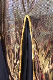 Medium 38/40 - Mermaid skirt for oriental bellyance shiny GOLD, BLACK chiffon triangles - Jupe sirène pour la danse orientale DORÉ NOIR
