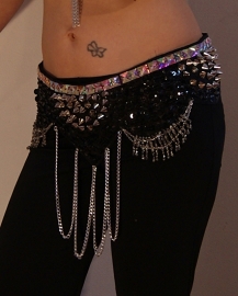 Tribalicious hipbelt fully sequinned with beads, sequins, chains and studs