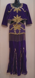 L Large, XL Extra Large -  3-pce Oriental costume PURPLE GOLD  blouse + belt + skirt