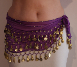 Basic bellydance hipbelt 7 different colors RED WHITE GREEN FUCHSIA PURPLE - Foulard de danse orientale aux sequins DORÉS