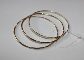 diameter 7 cm Medium/Large M/L "Bangles"  -  3-piece Mix set GOLDEN bracelets bangles - 3 Bracelets fins DORÉS