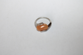 diameter 16,7 mm - ring size 53 - SILVER ring with LIGHT BROWN quartz stone