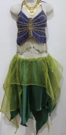 YELLOWISH GREEN, asymmetrical, pointed skirt with elastic waistline - one size fits XS, S, M size 34/36/38