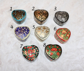 Handpainted gift box heart for small surprises, rings, candy , pills... heart shaped mini box