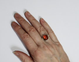 ZILVEREN ring met AMBER barnsteen - maat 56-58, diameter 17-18 mm