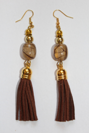 Tassel Earrings with BROWN decorative bead and GOLDEN accents
