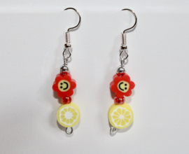 Lichtgewicht Fruity Flower Smiley oorbellen meisjes dames