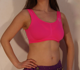 Mouwloos stretch sport topje FLUO ROZE, LICHT ROZE, FUCHSIA, WIT,  ZWART strass vlindertje - one size