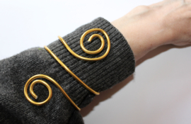 one size adaptable - GOLDEN Curly spiral bracelet - Bracelet serpent DORÉ