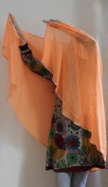 Sluier halfrond  ORANJE chiffon met  ZILVEREN paillettenrand afgeboord