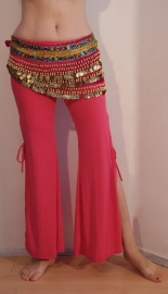 2-piece stretch set : crop top + pants with side slit and strings PINK FFUCHSIA - 36/38 S M Small Medium