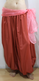 Transparent, PINK, organza small veil, rectangular shawl headband - 250 cm x 42 cm.