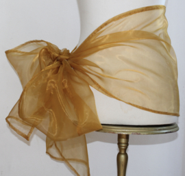 Transparent Organza small veil shawl headband GOLD