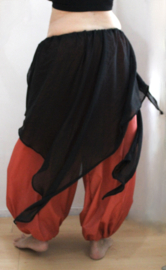 ZWART semi transparant, asymmetrisch organza puntenrokje - one size  S, M, L, XL