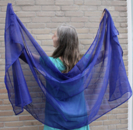 Rectangle, smooth, transparent, BLUE veil for bellydancing - 250 cm x 92 cm