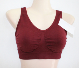 BURGUNDY / DEEP RED / DARK RED / WINE RED Comfortable, sleeveless stretch, seamless workout top, sports bra - XS/S,  Extra Small/Small  Petite