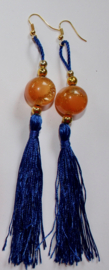 Extra Lange Bohemian oorbellen met gekleurde kwasten  ROOD, BLAUW - Extra Long