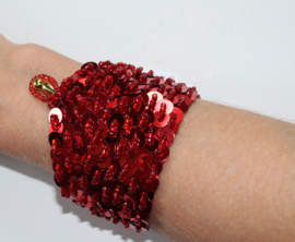 19 cm wrist circle - Fully sequinned bracelet RED