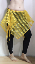 Asymmetrical BRIGHT YELLOW pointed 'in between' skirt, layering skirt made of striped see through organza - one size fits  XS, S, M, L.