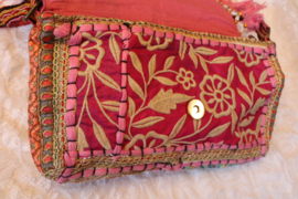 23cm x 13 cm x 6cm - PINK6 GOLD  One of a kind Bohemian hippy chic purse patchwork cross body bag