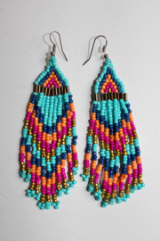 "Ibiza Jasmin Pocahontas" Oorbellen TURQUOISE, BLAUW, FUCHSIA, GOUD, ORANJE