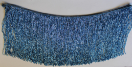 Kralenfranje glinsterend BLAUW voor kostuum - 22 cm hoogte, 95 cm lengte