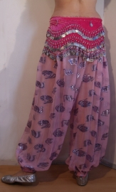 One size - Elastic waist Harempants chiffon SOFT PINK with shiny design